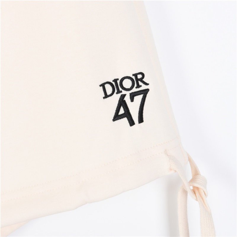 Dior 1947 Embroidered Logo Drawstring Shorts – Cream view