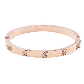 Swarovski Crystal Pyramid Stud Rose Gold Bangle Bracelet view 2