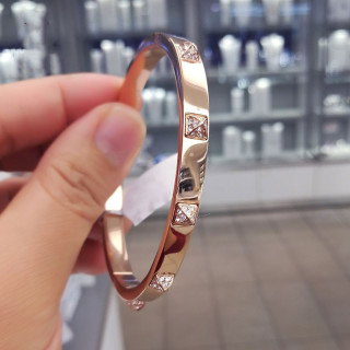 Swarovski Crystal Pyramid Stud Rose Gold Bangle Bracelet view 4