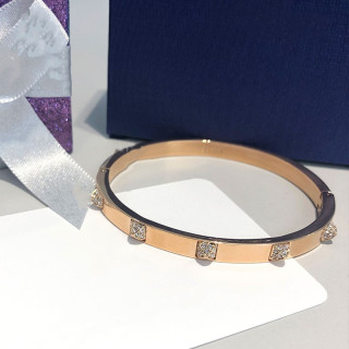 Swarovski Crystal Pyramid Stud Rose Gold Bangle Bracelet view 5