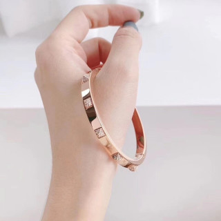 Swarovski Crystal Pyramid Stud Rose Gold Bangle Bracelet view 6
