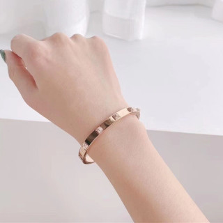 Swarovski Crystal Pyramid Stud Rose Gold Bangle Bracelet view 8