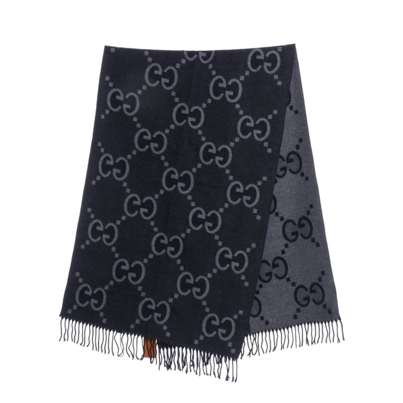 Gucci GG Jacquard Double-Face Knit Scarf Black view