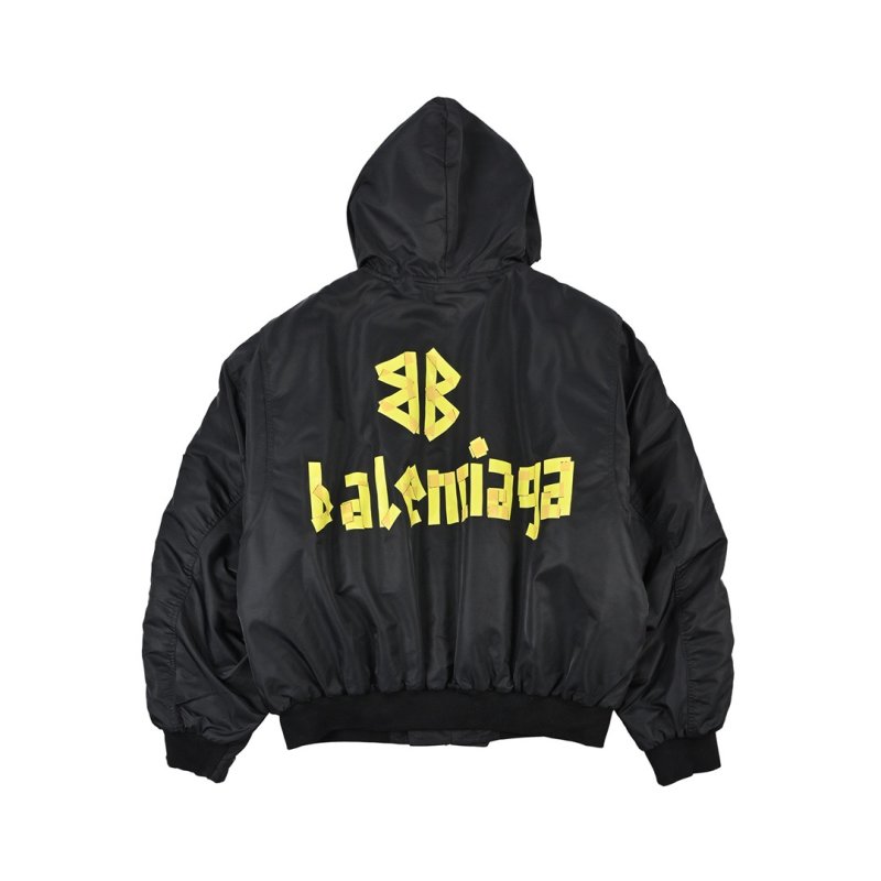 Balenciaga Black Yellow Logo Oversized Jacket view