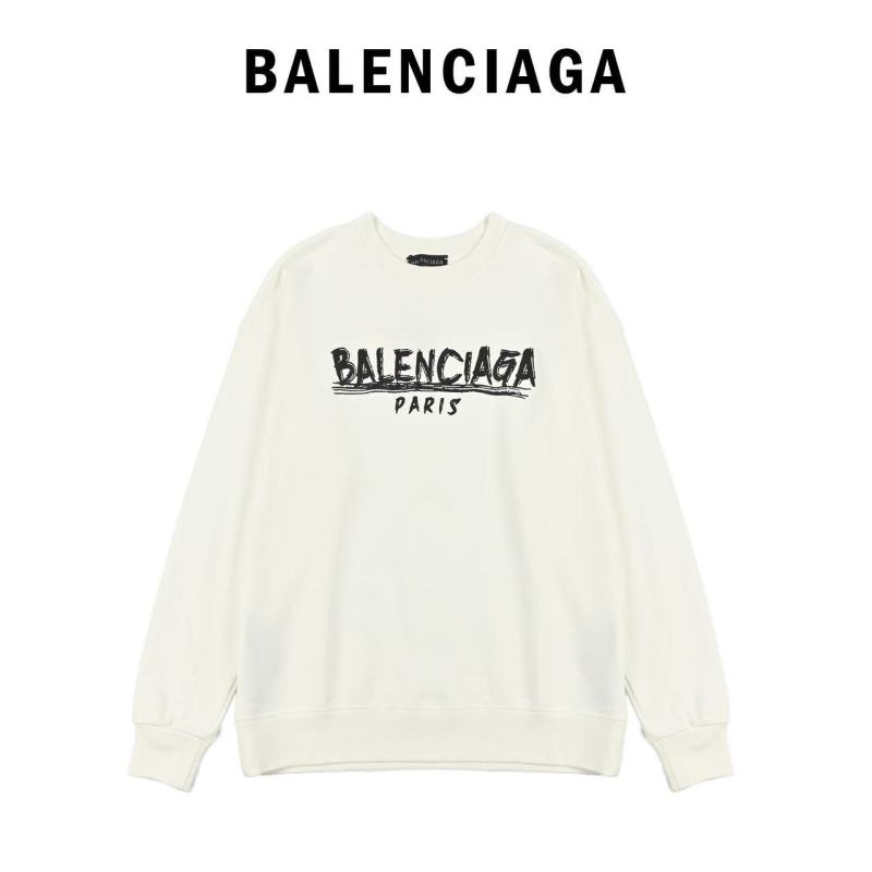 Balenciaga Logo Print Crew Sweatshirt Cream