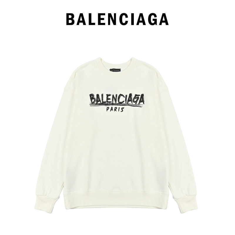 Balenciaga Logo Print Crew Sweatshirt Cream view