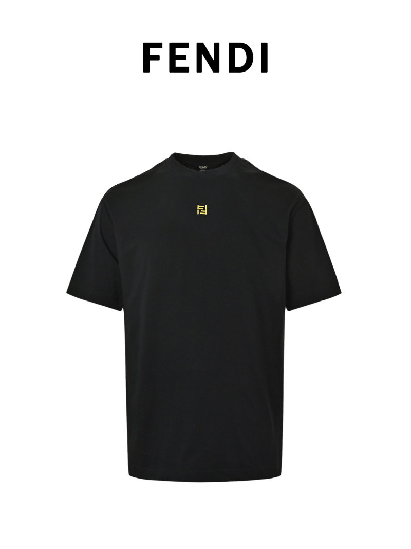 Fendi Black T-Shirt with Yellow FF Logo view