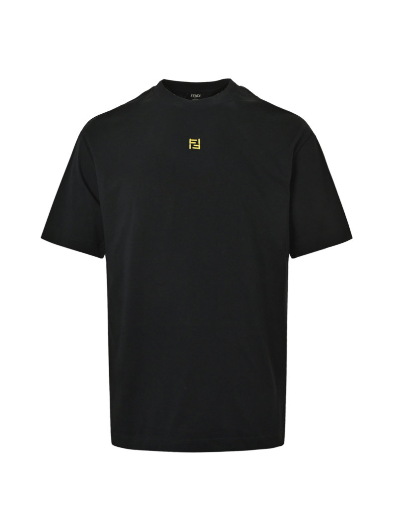 Fendi Black T-Shirt with Yellow FF Logo view