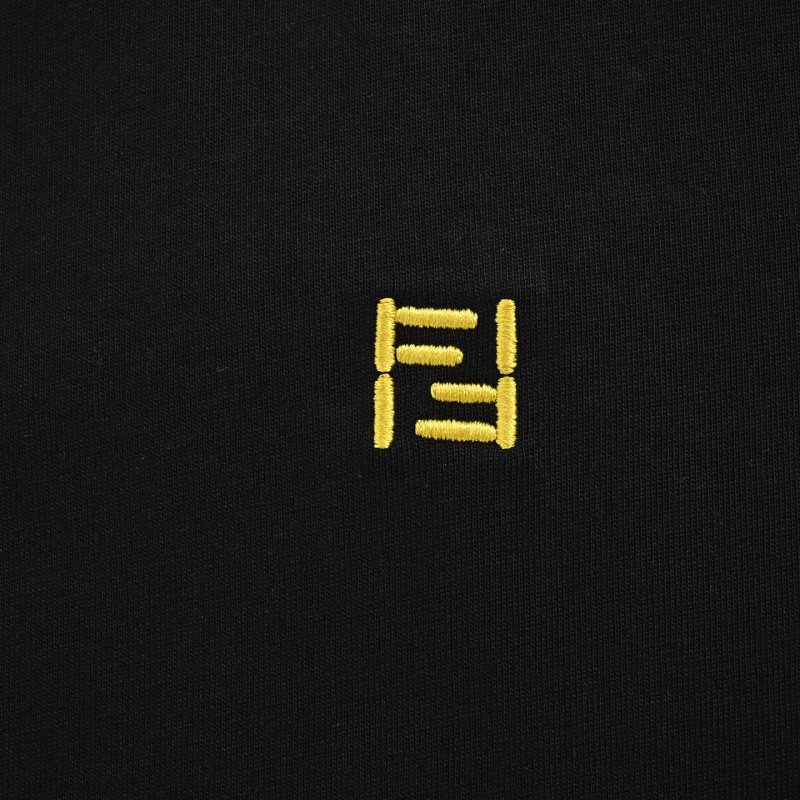 Fendi Black T-Shirt with Yellow FF Logo view