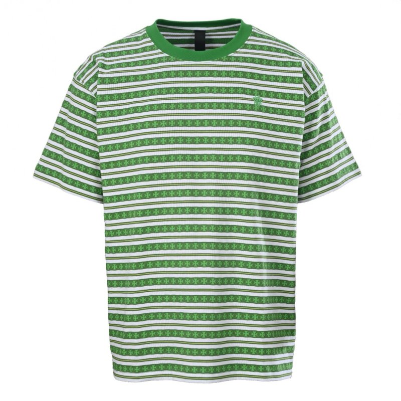 Green & White Striped Short Sleeve T-Shirt Kids view
