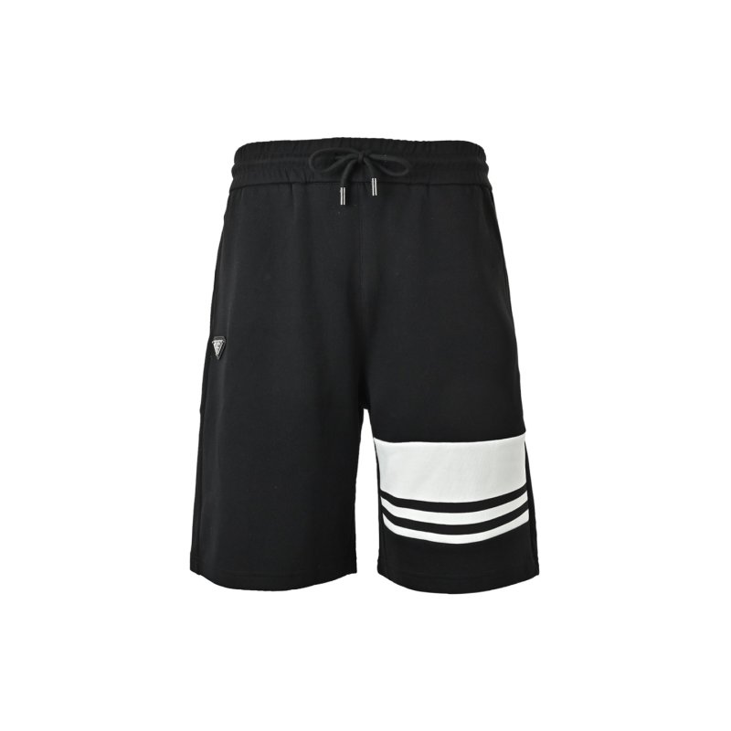 Black & White Colorblock Shorts with Striped Detail view