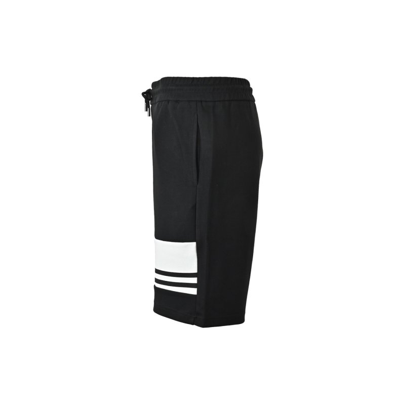 Black & White Colorblock Shorts with Striped Detail view
