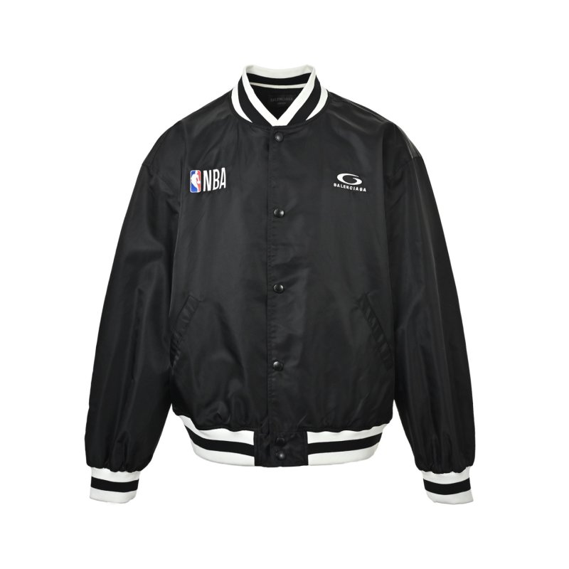 Balenciaga NBA Collaboration Embroidered Baseball Jacket Black