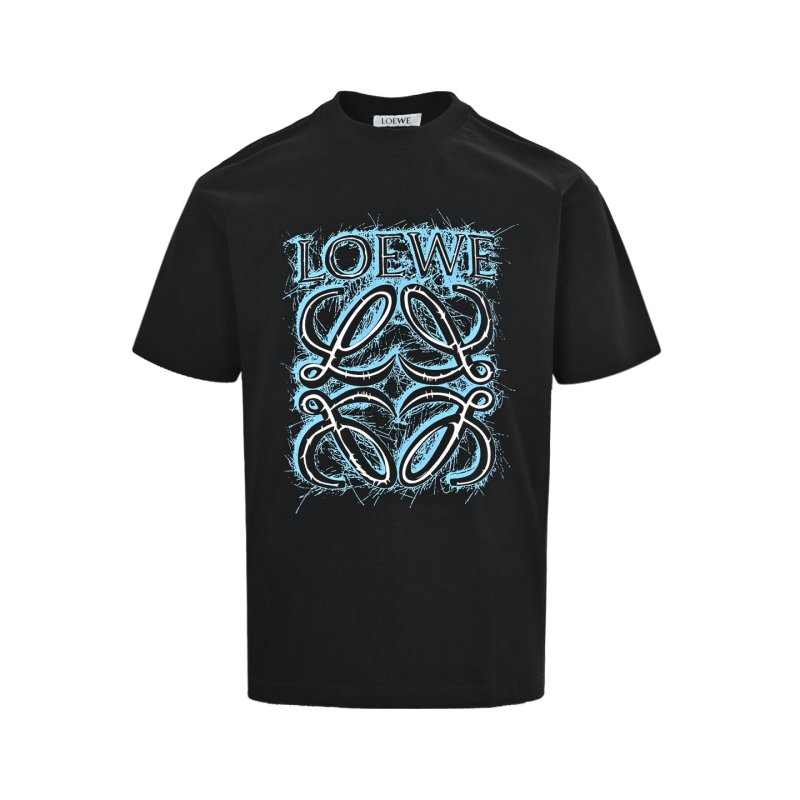 Black Graphic Print Short Sleeve T-Shirt with Blue Ornamental Design view