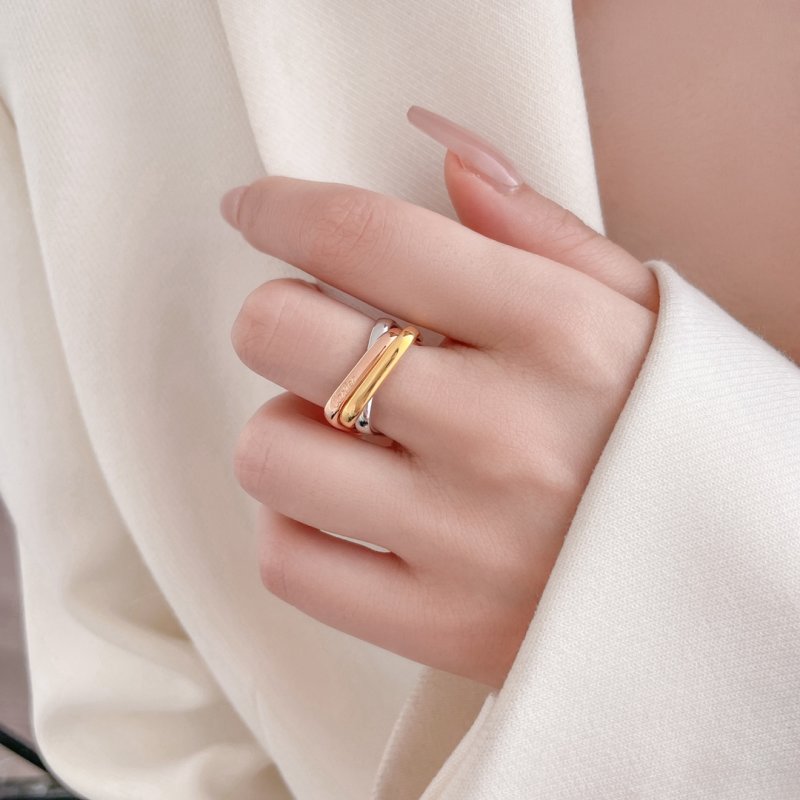 Gold Triple Band Stacked Ring view