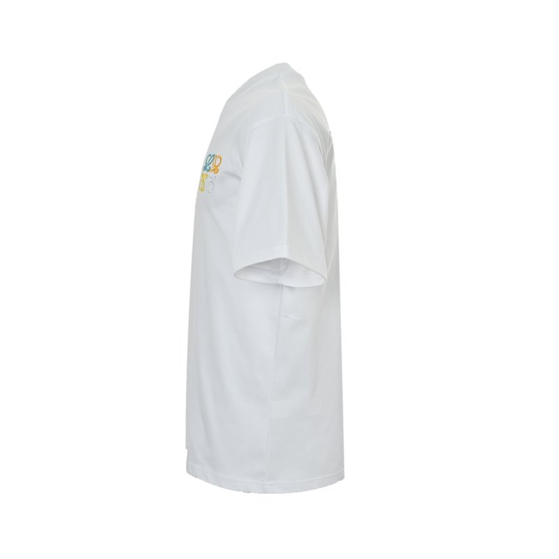 White Graphic Short Sleeve T-Shirt with Colorful Embroidery view
