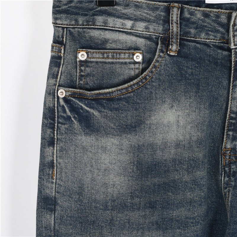 Vintage Wash Straight-Leg Jeans - Medium Blue Denim view