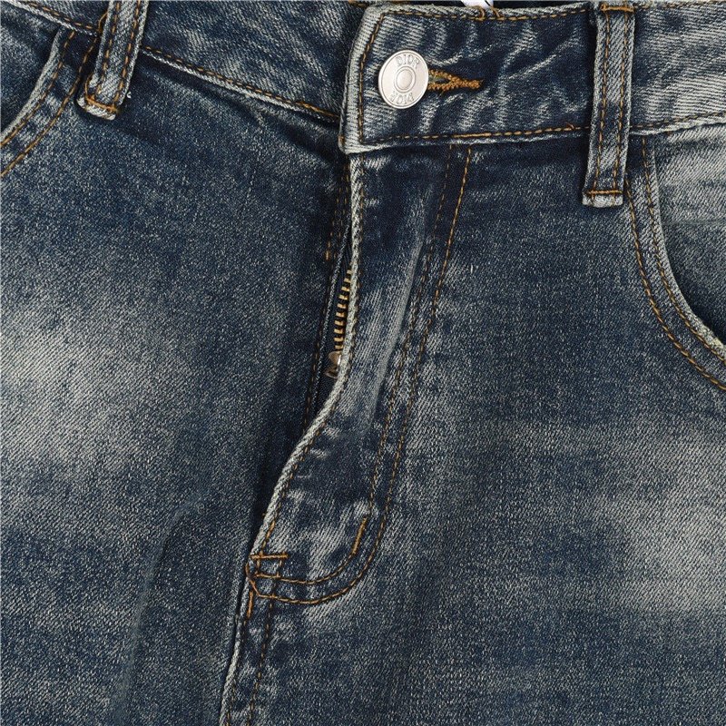 Vintage Wash Straight-Leg Jeans - Medium Blue Denim view