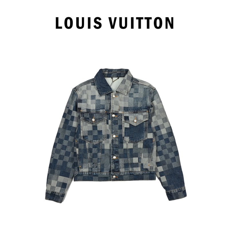 Louis Vuitton 24SS Mosaic Checkerboard Denim Jacket Indigo