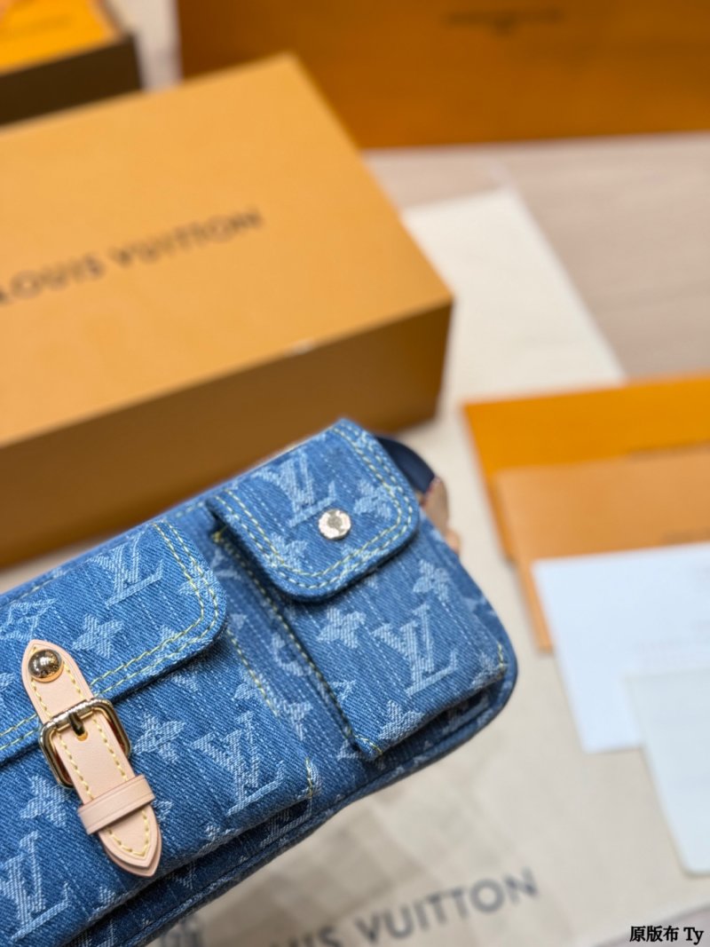 Louis Vuitton Denim Cargo Shoulder Bag Blue Monogram view