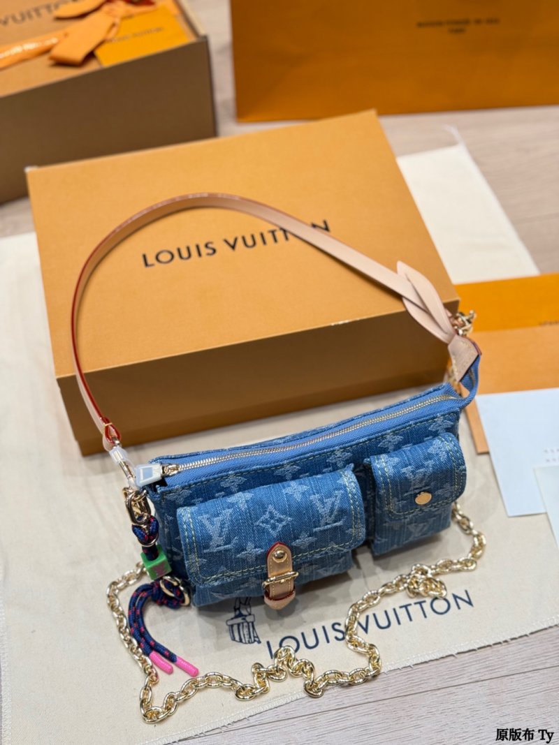 Louis Vuitton Denim Cargo Shoulder Bag Blue Monogram view