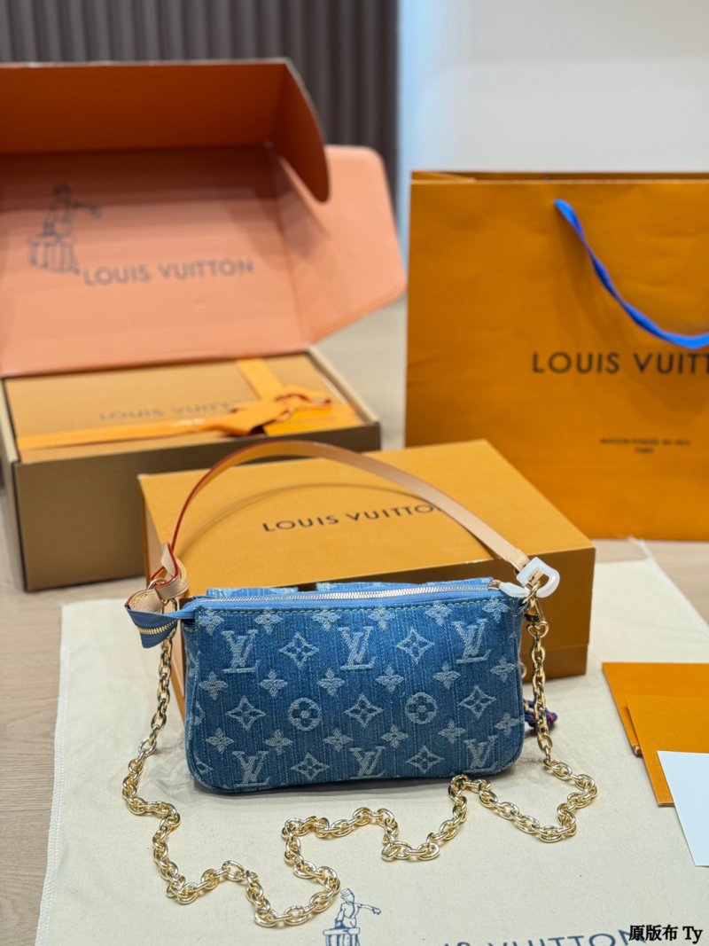 Louis Vuitton Denim Cargo Shoulder Bag Blue Monogram view