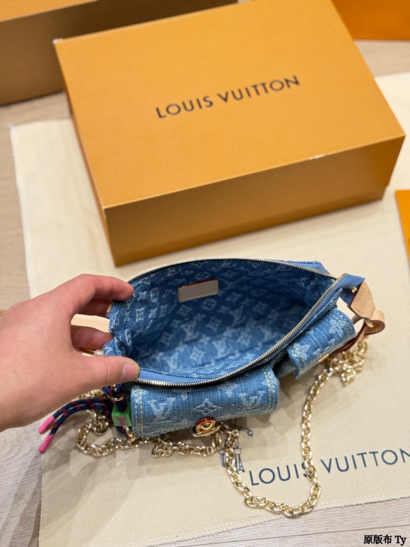 Louis Vuitton Denim Cargo Shoulder Bag Blue Monogram view