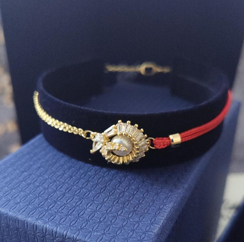 Swarovski Gold & Red Snake Charm Bracelet view
