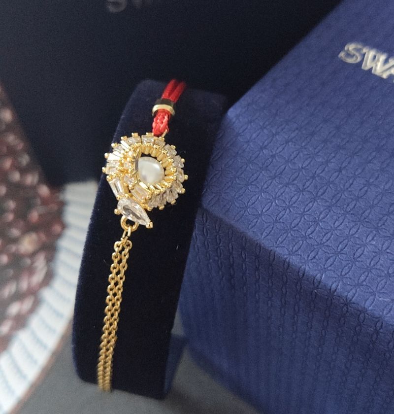 Swarovski Gold & Red Snake Charm Bracelet view