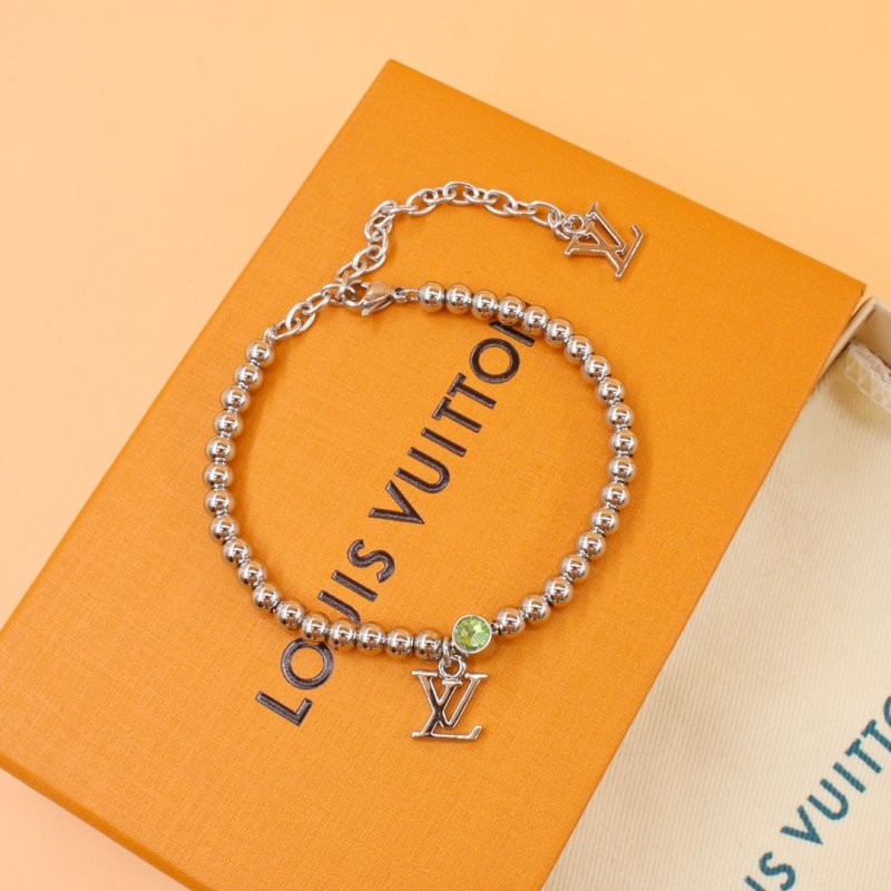 Louis Vuitton Silver Nano Beads Letter Charm Bracelet