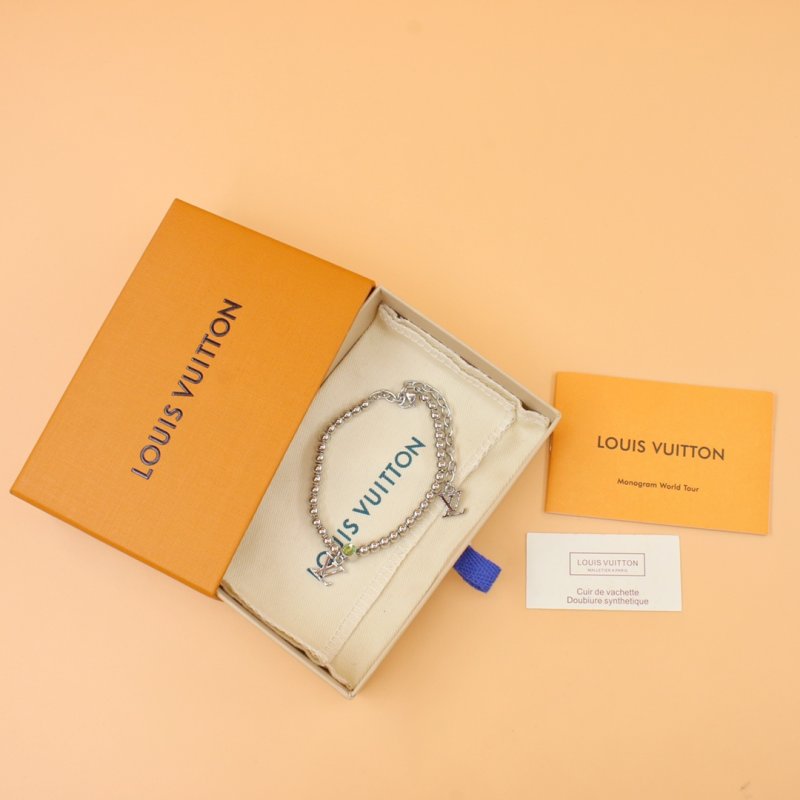 Louis Vuitton Silver Nano Beads Letter Charm Bracelet view