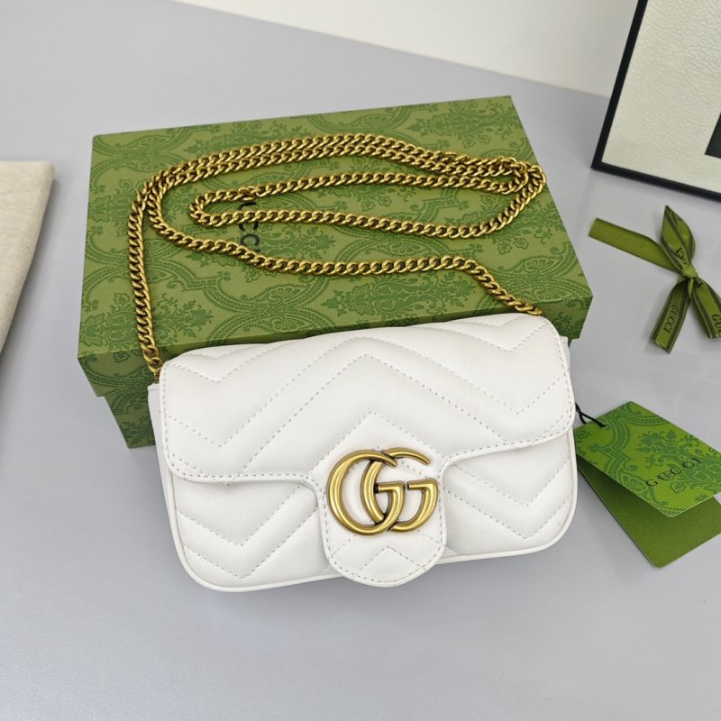 Gucci Marmont Mini Chevron Quilted Shoulder Bag - Cream view