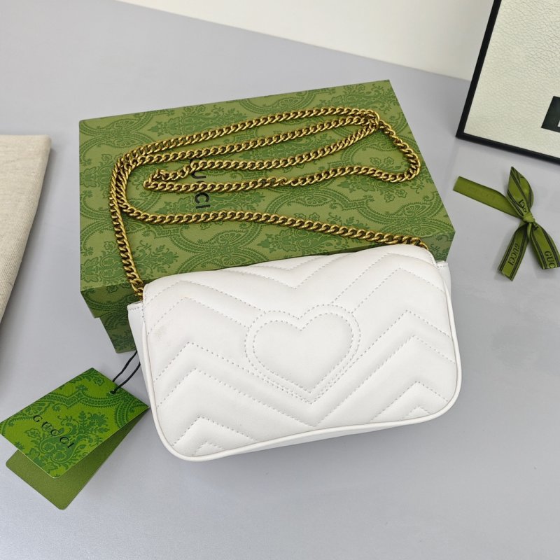 Gucci Marmont Mini Chevron Quilted Shoulder Bag - Cream view