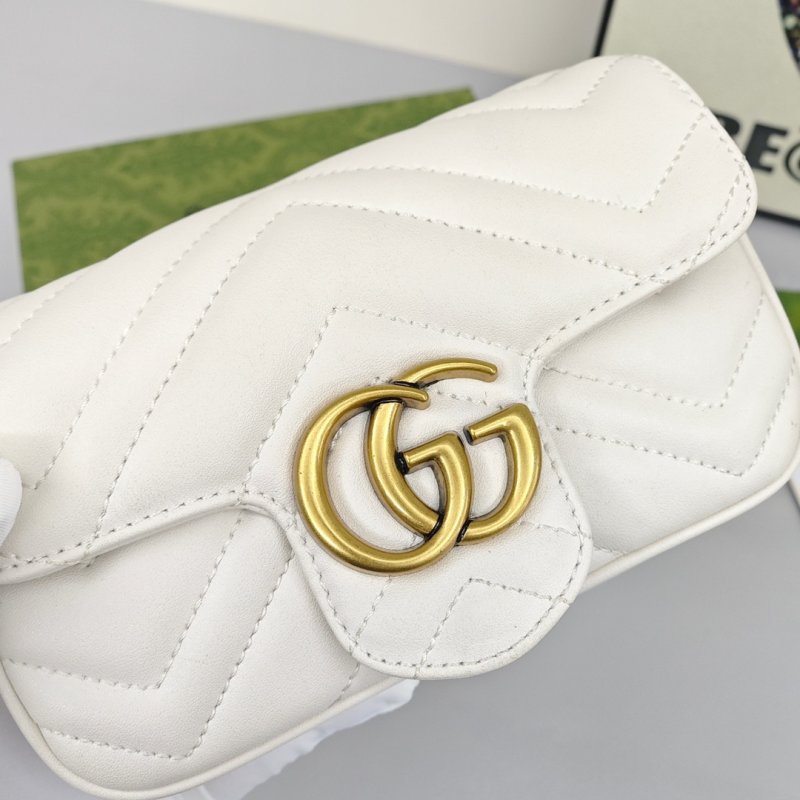 Gucci Marmont Mini Chevron Quilted Shoulder Bag - Cream view