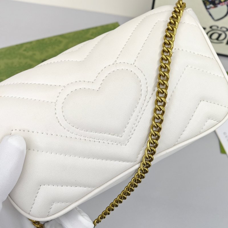 Gucci Marmont Mini Chevron Quilted Shoulder Bag - Cream view