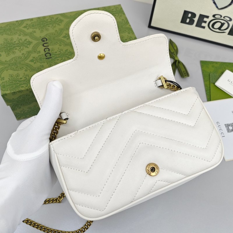 Gucci Marmont Mini Chevron Quilted Shoulder Bag - Cream view