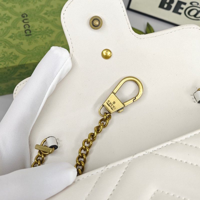 Gucci Marmont Mini Chevron Quilted Shoulder Bag - Cream view
