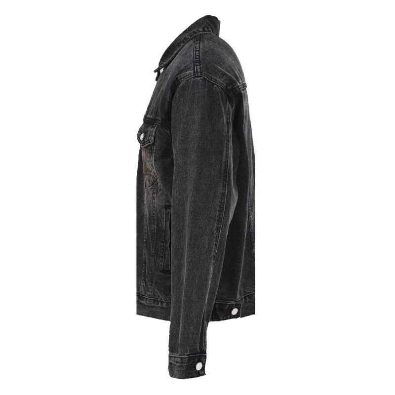 Dark Wash Denim Jacket with Embroidered Chest Pocket view