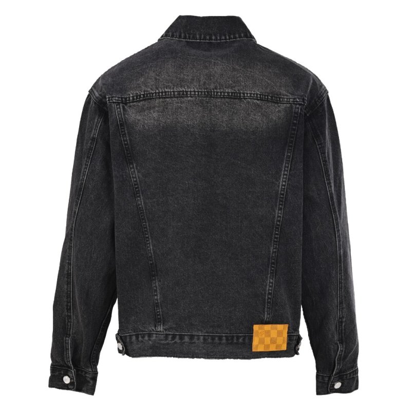 Dark Wash Denim Jacket with Embroidered Chest Pocket view