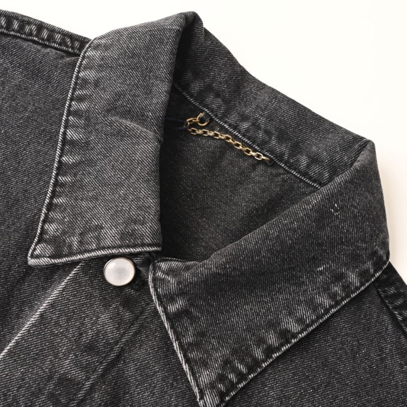 Dark Wash Denim Jacket with Embroidered Chest Pocket view