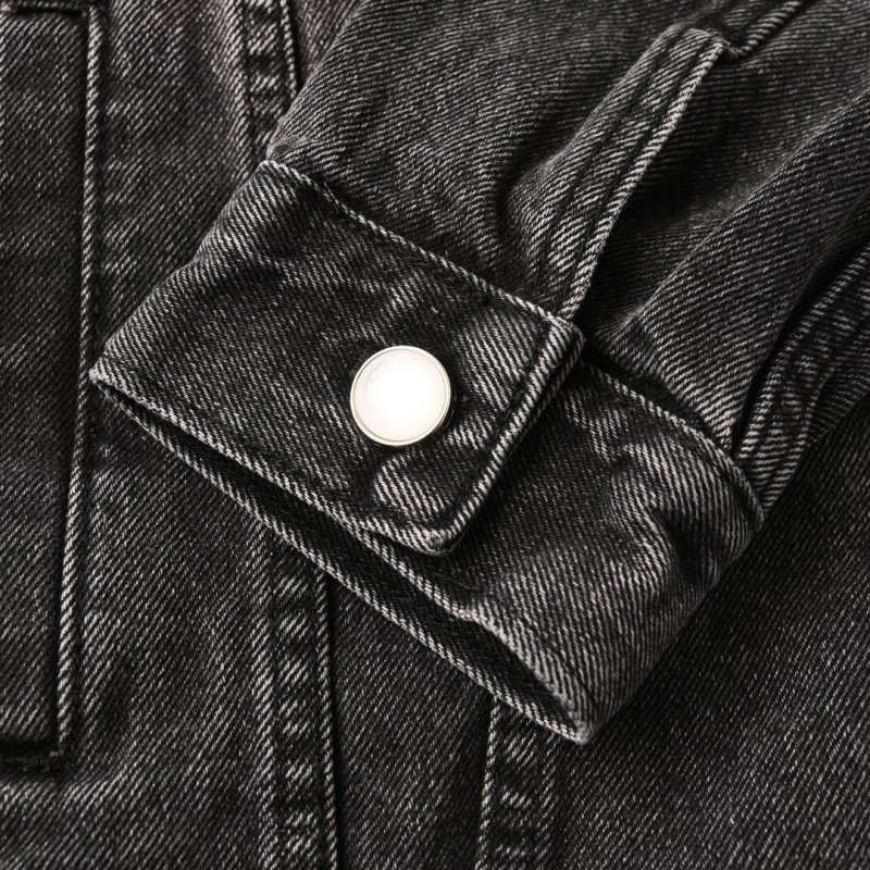Dark Wash Denim Jacket with Embroidered Chest Pocket view