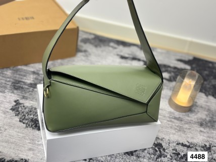Loewe Geometric Puzzle Hobo Underarm Bag - Sage Green