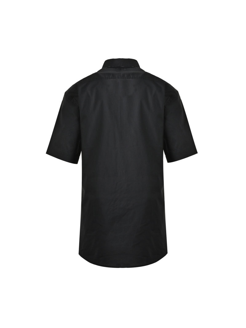 Black Oversized Short Sleeve Button-Up Shirt view