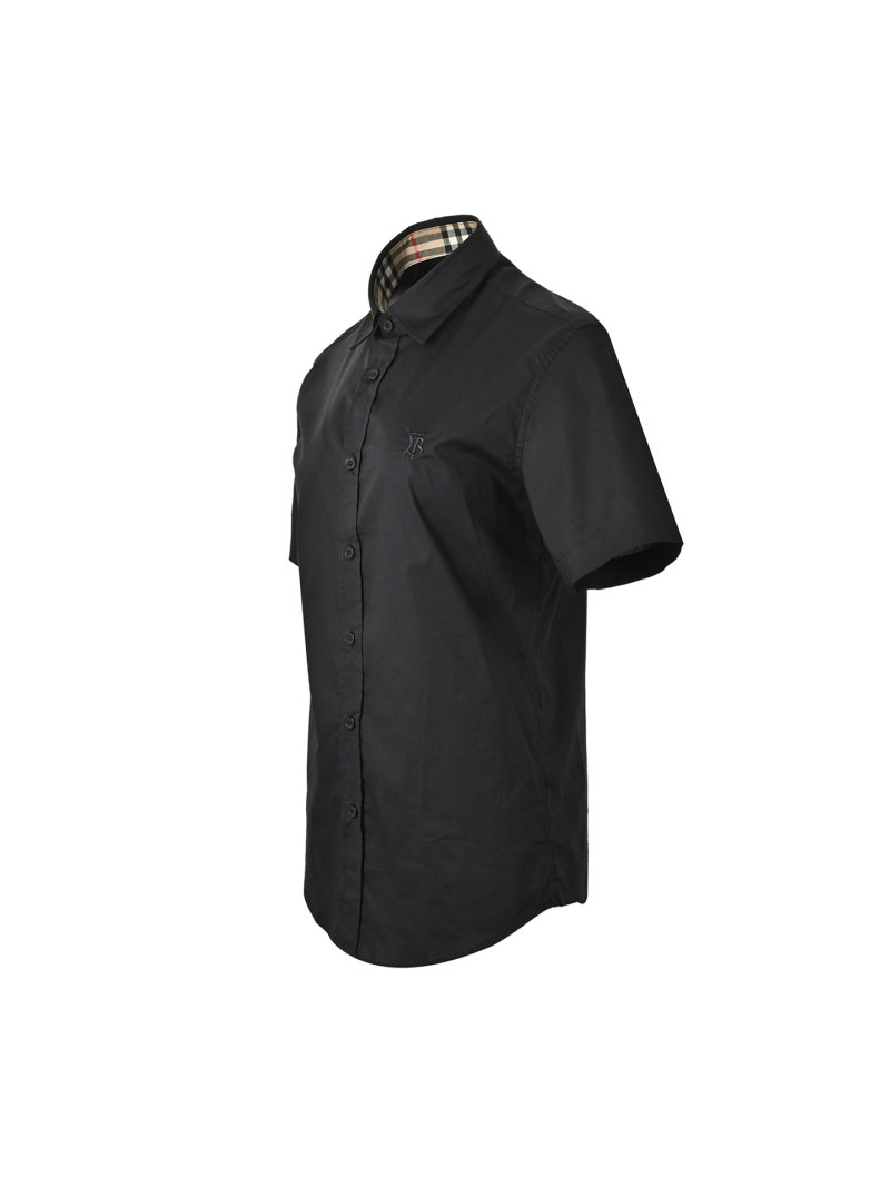 Black Oversized Short Sleeve Button-Up Shirt view