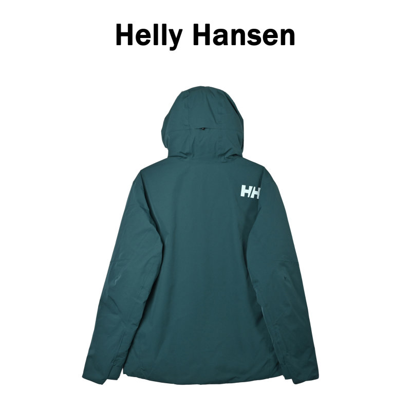 Teal Down Jacket with Black Trim view