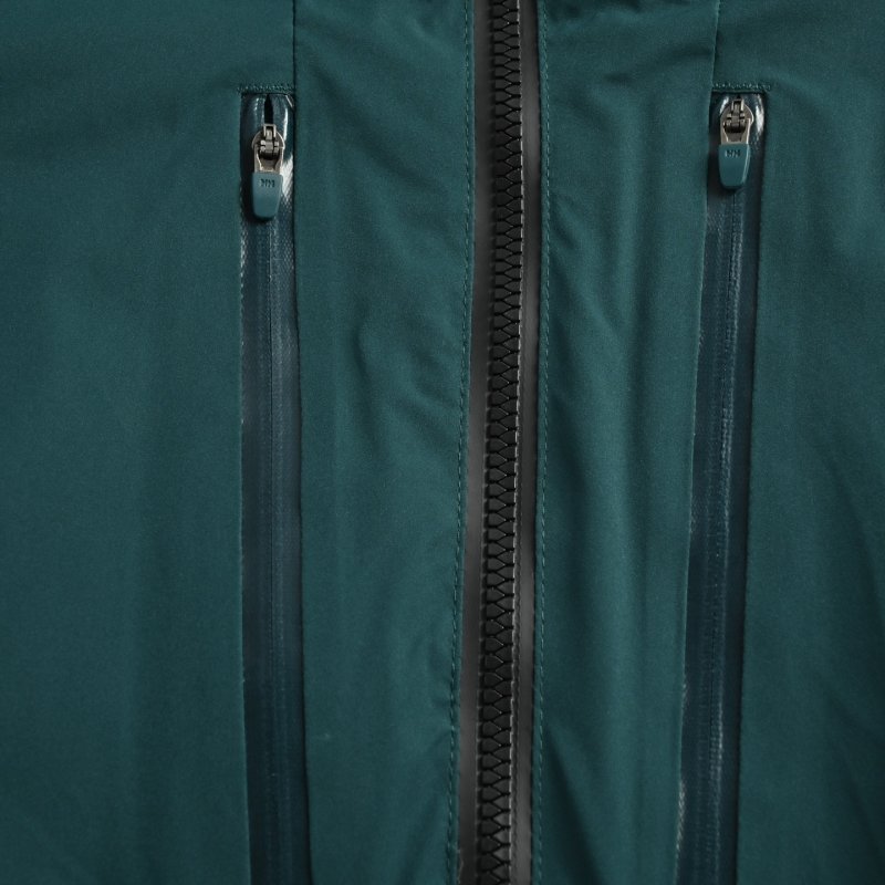 Teal Down Jacket with Black Trim view