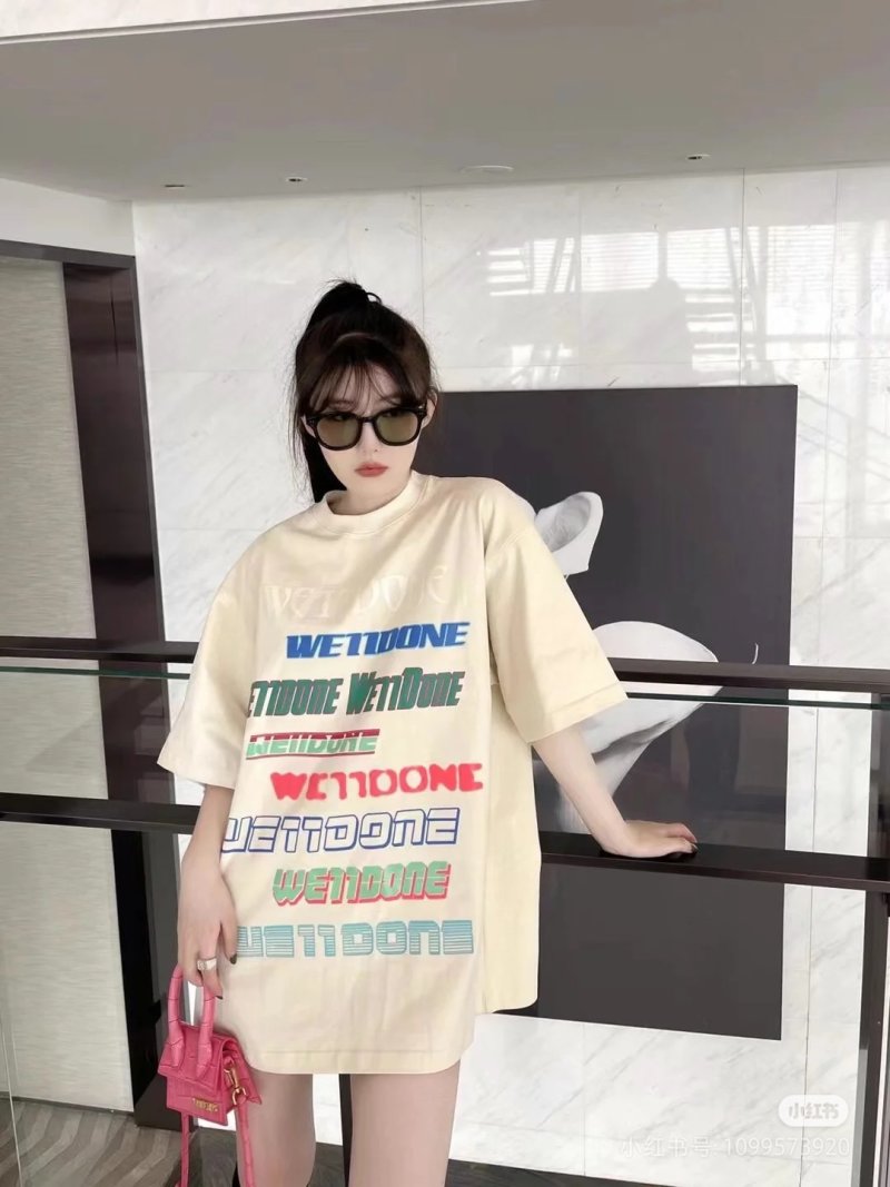 Wetidone Oversized Graphic T-Shirt Cream view