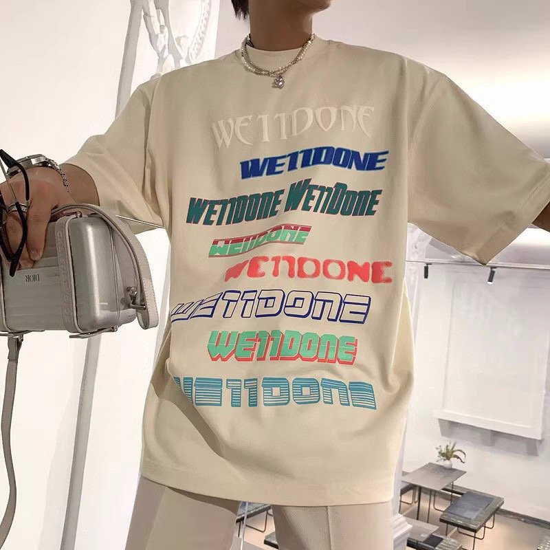 Wetidone Oversized Graphic T-Shirt Cream view