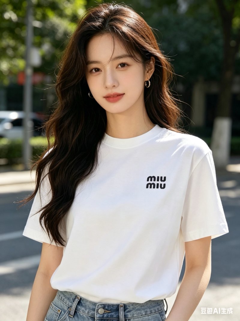 Miu Miu Logo White Short Sleeve T-Shirt