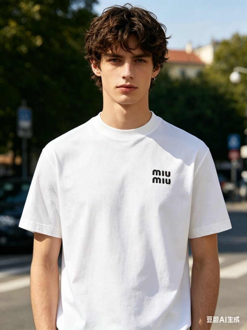 Miu Miu Logo White Short Sleeve T-Shirt view